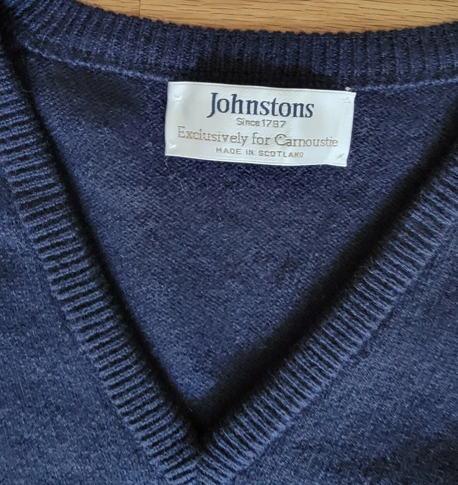 Johnston Exclusively Carnoustie Azul Suéter Chaleco Lana Pullover Chaleco XL Foto 4 de 4