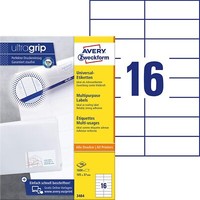 Avery Zweckform 3484 Adressaufkleber (1.600 Klebeetiketten, 105X37Mm Auf A4, Pap