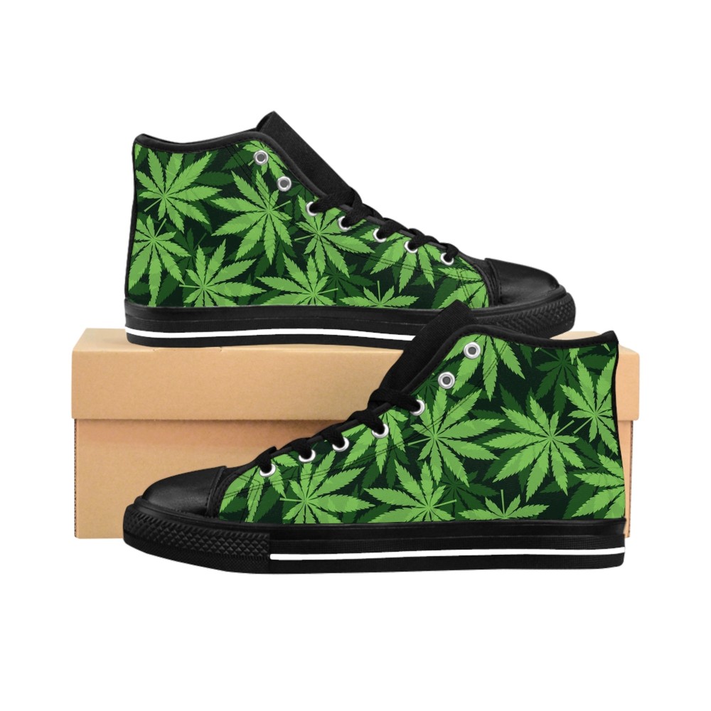 Cannabis Marijuana Themed Cannabis Leaf Design Marijuana 420 Hemp Hi Top Shoe