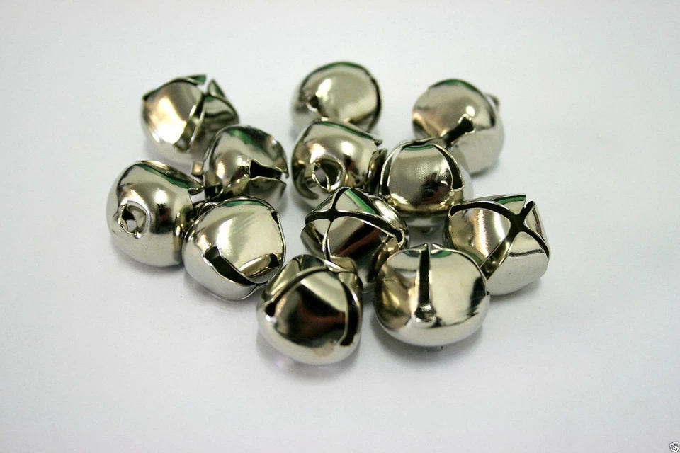 CRS FUR FABRICS Giocattolo Gatto Morris Danzante Artigianato Charm Natale Jingle Bells - ARGENTO 12MM