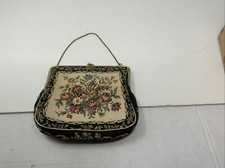 Vintage Petit Point Tapestry Small Purse Floral Needlepoint