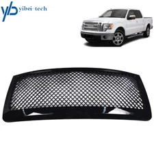 For 2009-2014 Ford F-150 Front Bumper Upper Grille Glossy Black Mesh Trim Grill