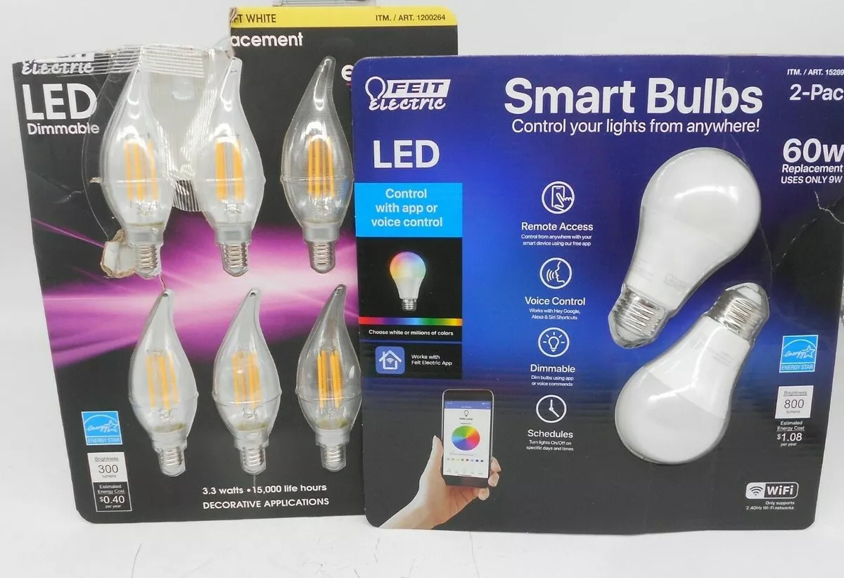 Feit Electric Bulbs 2 Smart Bulbs 60W And 6 Clear Dimmable