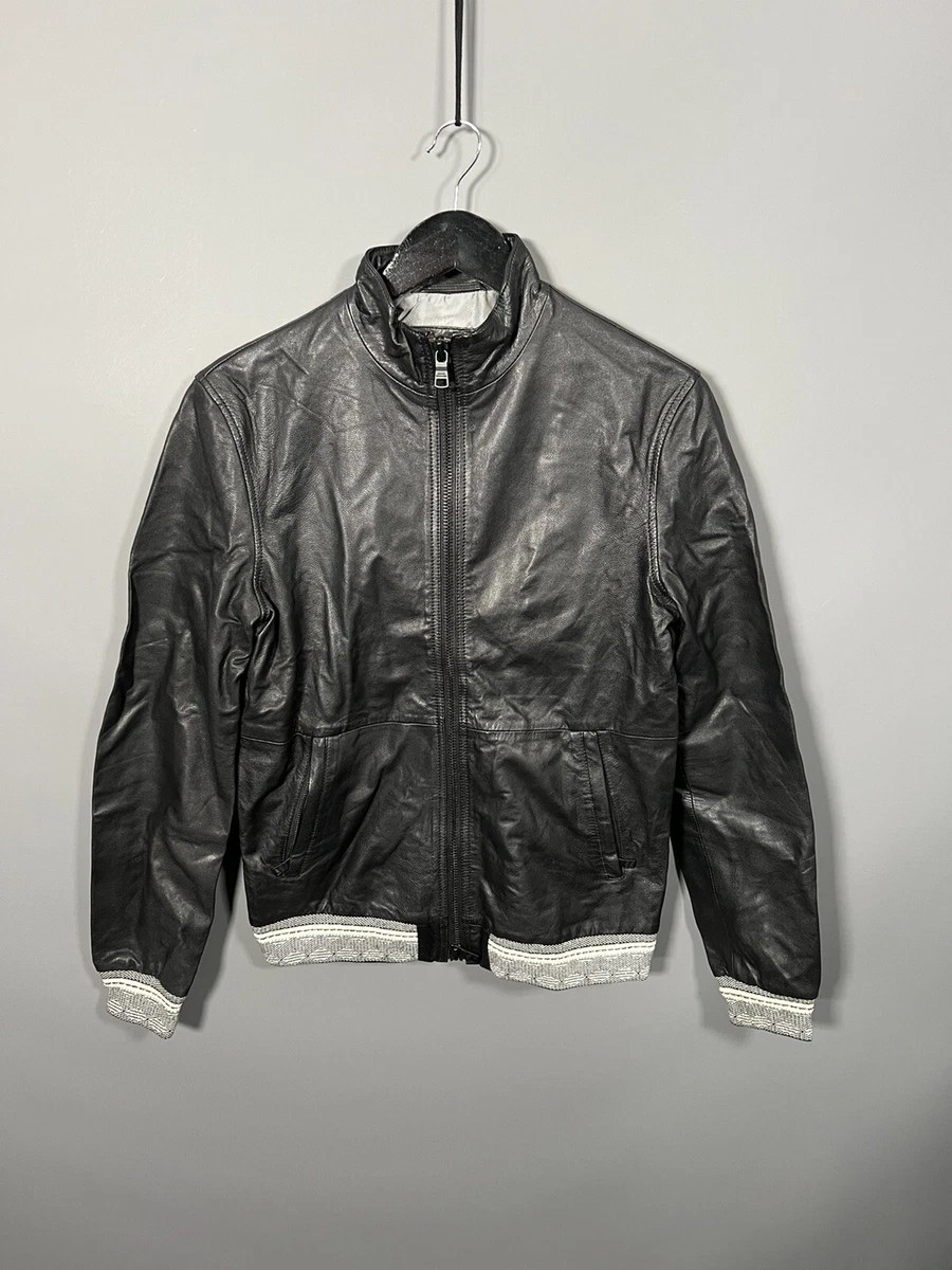 Armani leather sale bomber jacket