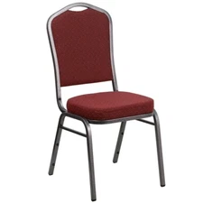 Red Commercial Banquet Stacking Chair Furniture Fabric Thick Seat Steel Frame