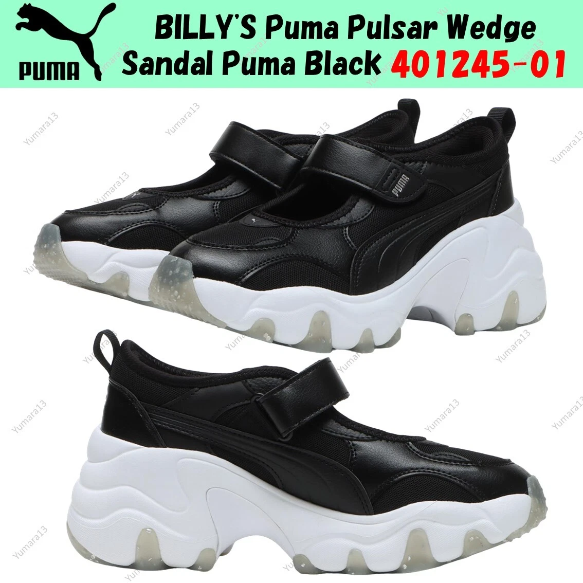 BILLY'S Puma Pulsar Zeppa Sandalo Puma Nero 401245 01 Taglia Donna