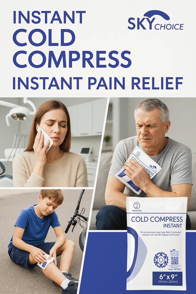 Bolsas de hielo instantáneas de compresa fría para aliviar el dolor médico dental 9"x6" 25-75/paquete Foto 3 de 4