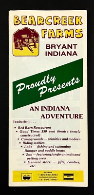 1980s Bearcreek Farms Bryant Indiana Adventure Vintage Travel Brochure Menu Zoo