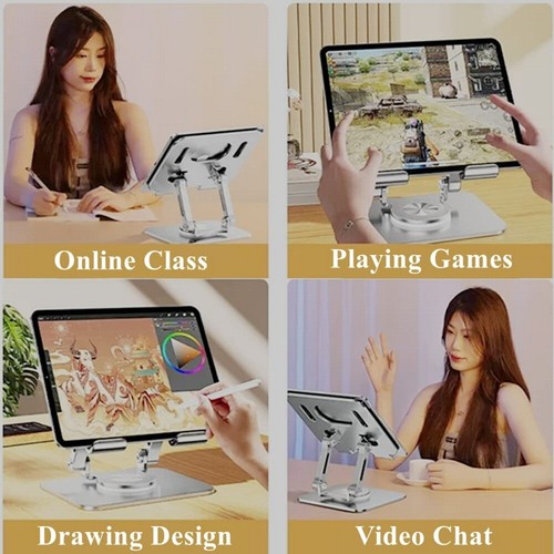 360° Swivel Metal Portable Tablet Stand Riser Bracket Adjustable Holder For Desk - Picture 7 of 22