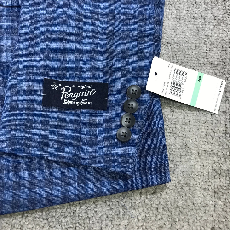 Новый Penguin Blazer мужской 46 R спортивное пальто светло-синий льняной две кнопки тонкий 342112 - Изображение 4 из 4