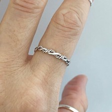 Sterling Silver Interwoven Twist Ring, Silver Ring, Rope Ring, Boho Ring