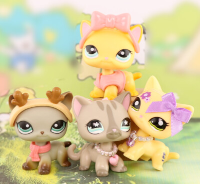 Mini Pet Shop lps Short Hair Cat Set Kitten 5pcs LPS Figures with  Accessories