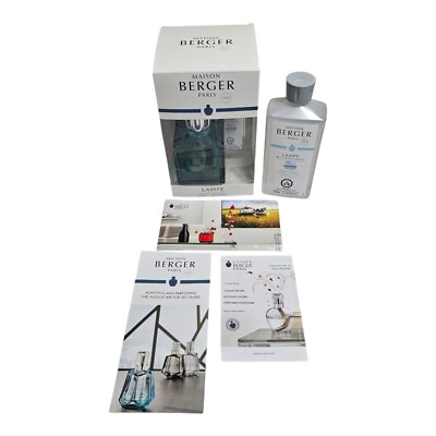 NEW Maison Berger Paris Lampe Blue Cube W/ Extra Ocean Breeze Fragrance Oil 