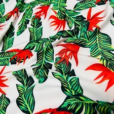 Spandex Fabric Stretch Hawaiian Floral  Leaves Print By The Yard for Swimwear