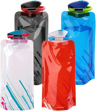 Lot De 4 Gourdes D'Eau Pliables En Plastique - 700 Ml - Pour Sports De Plein Air
