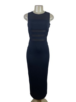 Roberta Womens Black Sheer Panel Bodycon Midi Dress Stretchy Sz M - New |  eBay