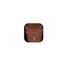 Layered Necklaces for Women Dainty Silver Plated Stack Trendy Pearl Pendant C...