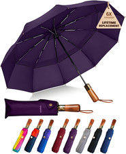 49/54/62 Inch Windproof Golf Umbrella - Automatic Open/Close, Real Wood Handle -