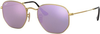 Ray-Ban RB3548N Mens Hexagonal Sunglasses - Gold / Wisteria Flash - Authentic