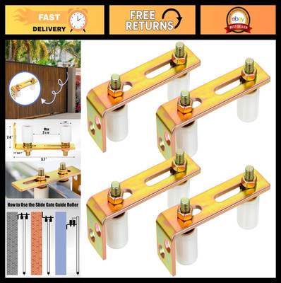 4 Pack Adjustable Slide Gate Guide Roller Kit - Dual Nylon Rollers, Bracket, 2-5