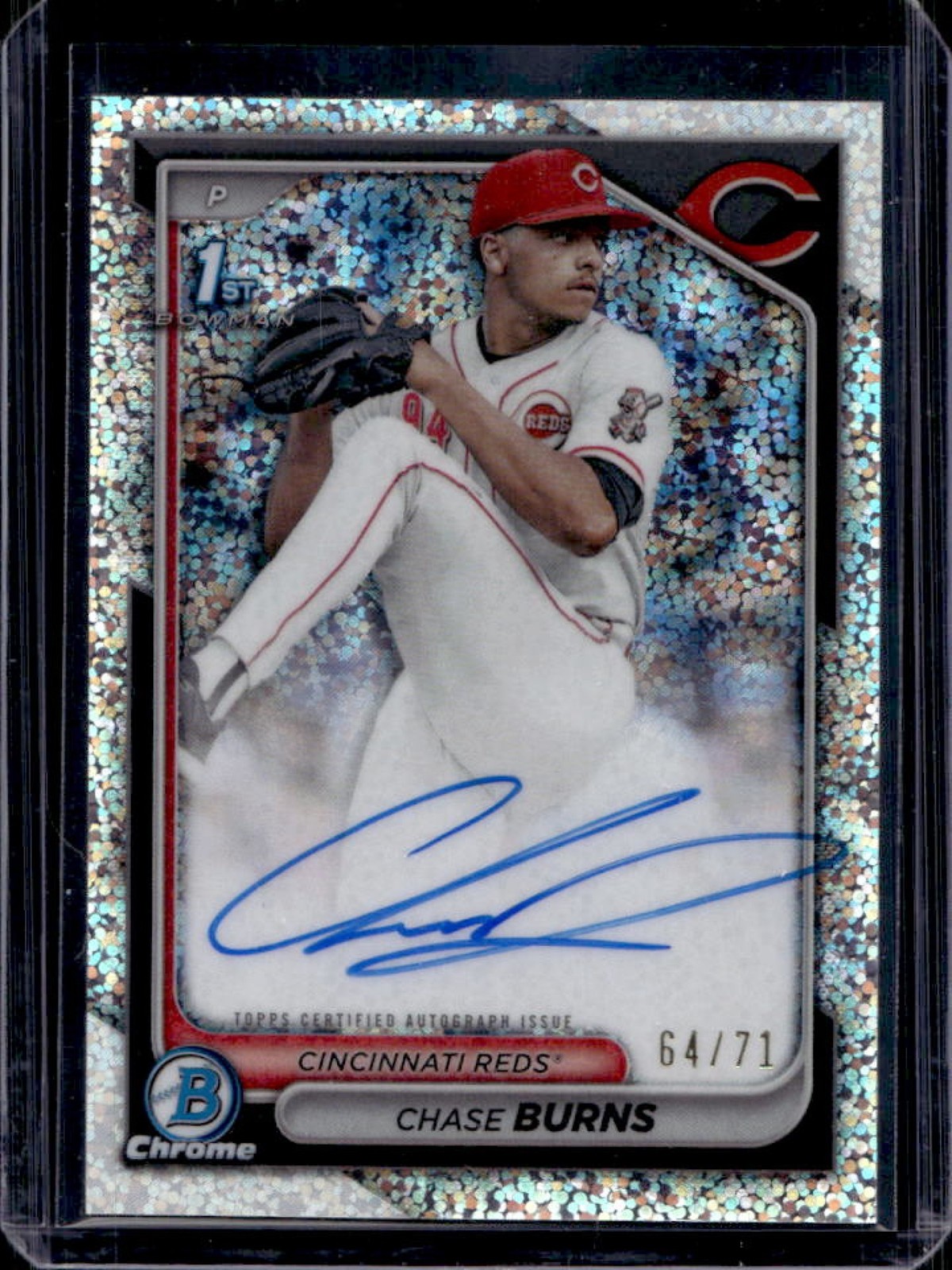 2024 Bowman Draft Chase Burns Chrome Auto Sparkles Refractor 1st #64/71