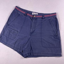 Vtg 90s Columbia Cargo Shorts Mens 33 Blue Cotton Ripstop Web Belt Outdoor 5"