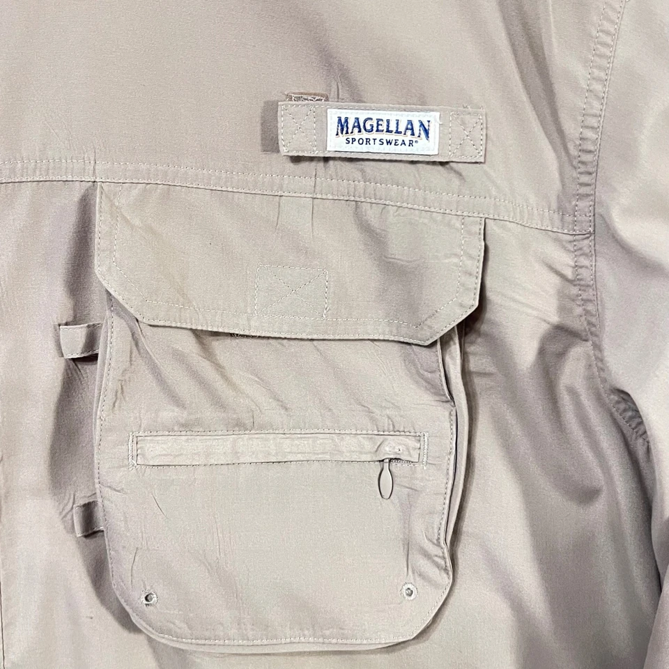 Camisa de pesca de manga larga Magellan Sportswear para hombre color tostado XXL bolsillos transpirables Foto 3 de 4