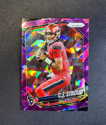 2025 Panini Prizm C.J. Stroud Purple Cracked Ice #143 Houston Texans #d 197/225