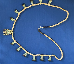 Stunning Depression Battery Bead Necklace with Heishi and Tabs