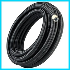 6AN PTFE Fuel Hose Line, AN6 Fuel Line E85 Nylon Braided 5FT Black 5/16 Inch ID