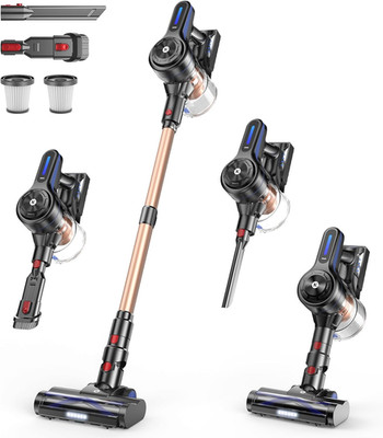 Cordless 500W Vacuum Cleaner, 40KPA Suction, 45Min Runtime, 1.5L Dust Cup