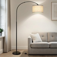 Arc Floor Lamp with Hanging Drum Shade