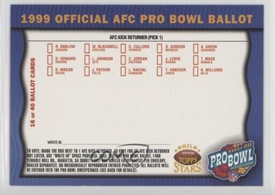 1998 Topps Stars Ballot Cards AFC Kick Returner #16 0q3