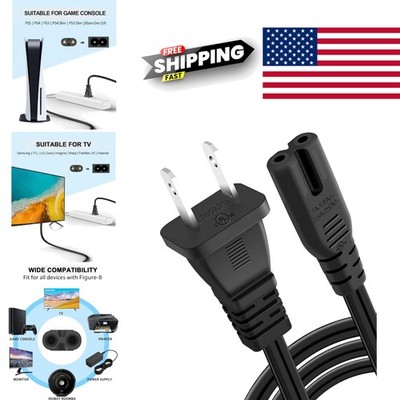 Power Cord 6ft Long 18AWG Non Polarized for Smart TVs and Entertainment Systems
