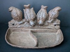 Whimsical Cast Iron Wall Mount Bird Feeder Birds On Branch Design