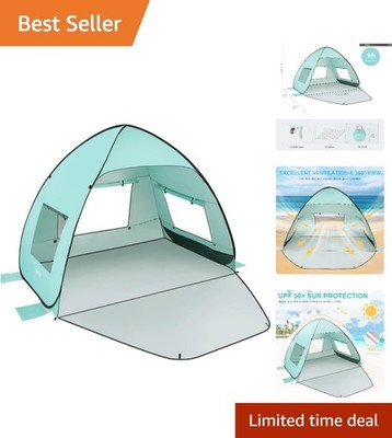 Easy Setup Pop Up Beach Tent with Mesh Windows - Windproof & Ventilated