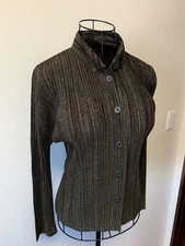 ISSEY MIYAKE PLEATS PLEASE Long Sleeve Top Dark Olive Brown Size 3
