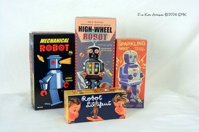 Four Schylling Robots! WOW! New Old Stock! Leftover inventory - get them now!