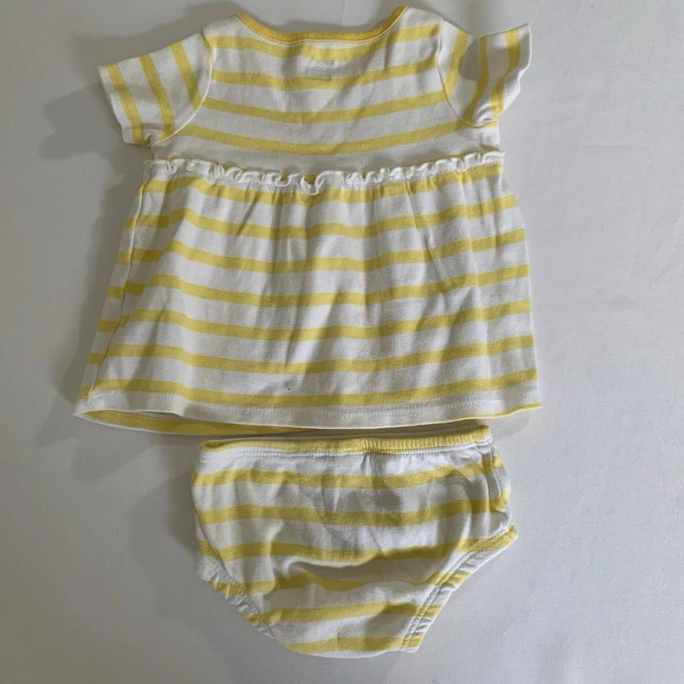 Conjunto Gerber Abejorro Bebé Niña 0-3 Meses Vestido Pañal Cubierta Rayas Amarillas Foto 2 de 4
