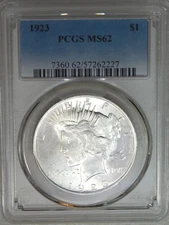 1923 Peace Silver Dollar PCGS MS62 Frosty Just Graded New Holder PQ #B717Z