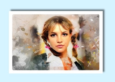 Britney Spears 4x6 Sketch Photo John Rudolph Signed V3 One More Time