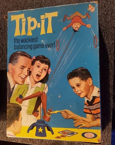Vintage 1965 Ideal Tip It Balancing Acrobat Skill Board Game Complete