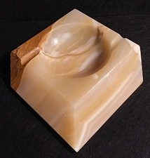Vassoio cenere pietra marmo aabastro russet vintage portagioie marrone venatura immacolato!