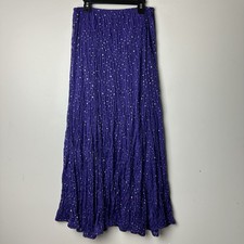 Vtg Y2K Purple Maxi Skirt Crinkle Sequin Whimsigoth Forest Fairy Boho 90s Art S