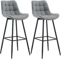 2Er Set Barhocker Dartford Stoff Grau