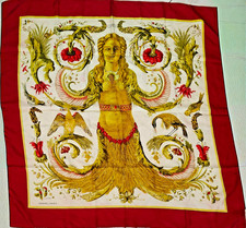 VINTAGE HERMES CERES SILK SCARF SILK RED FRANCOISE FACONNET SCARF J0326