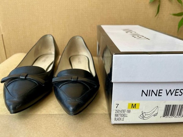 Women Nine West Heels Black Leather 37 #37HX