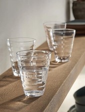 Image of Next Set of 4 Clear Ripple Tumbler Glasses Embossed Ribbed Luxe Tableware Gift