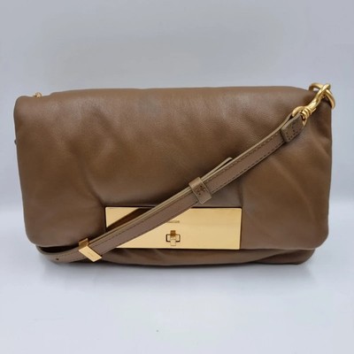Oroton Heath Deep Olive Genuine Leather Padded Day Bag Crossbody Shoulder Purse