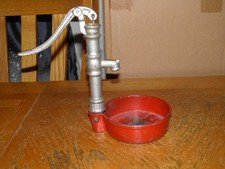 ARCADE CAST IRON RED  SILVER WELL PUMP WITH BASIN GOOD PIECE TAKE A LOOK